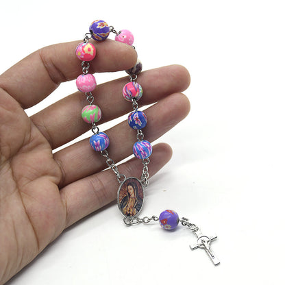 Colored Ceramic Beads Rosary Bracelet