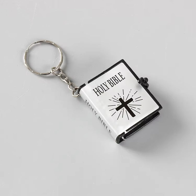 Holy Bible Mini Keychain Christian English Book Key Ring