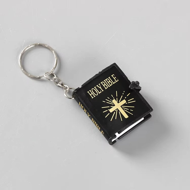 Holy Bible Mini Keychain Christian English Book Key Ring