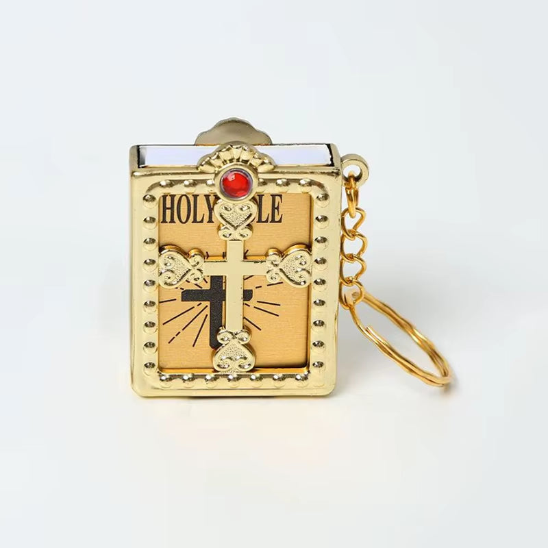 Holy Bible Mini Keychain Christian English Book Key Ring