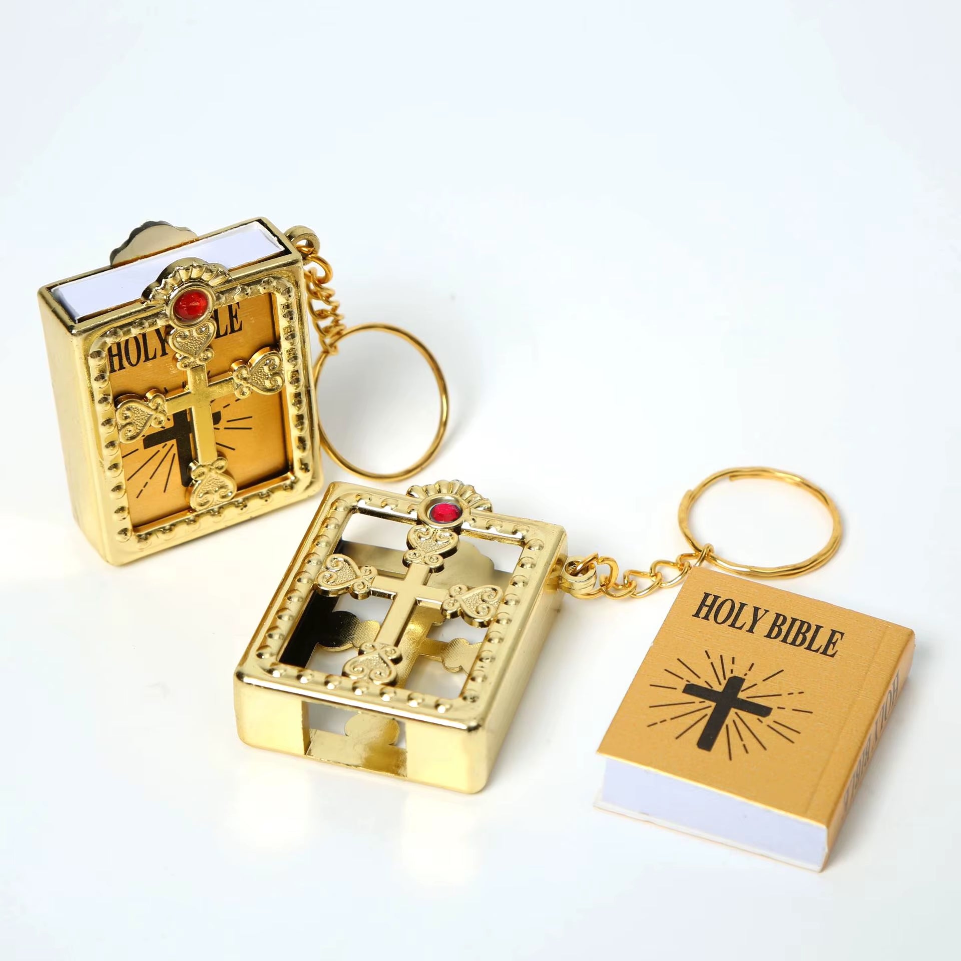 Holy Bible Mini Keychain Christian English Book Key Ring