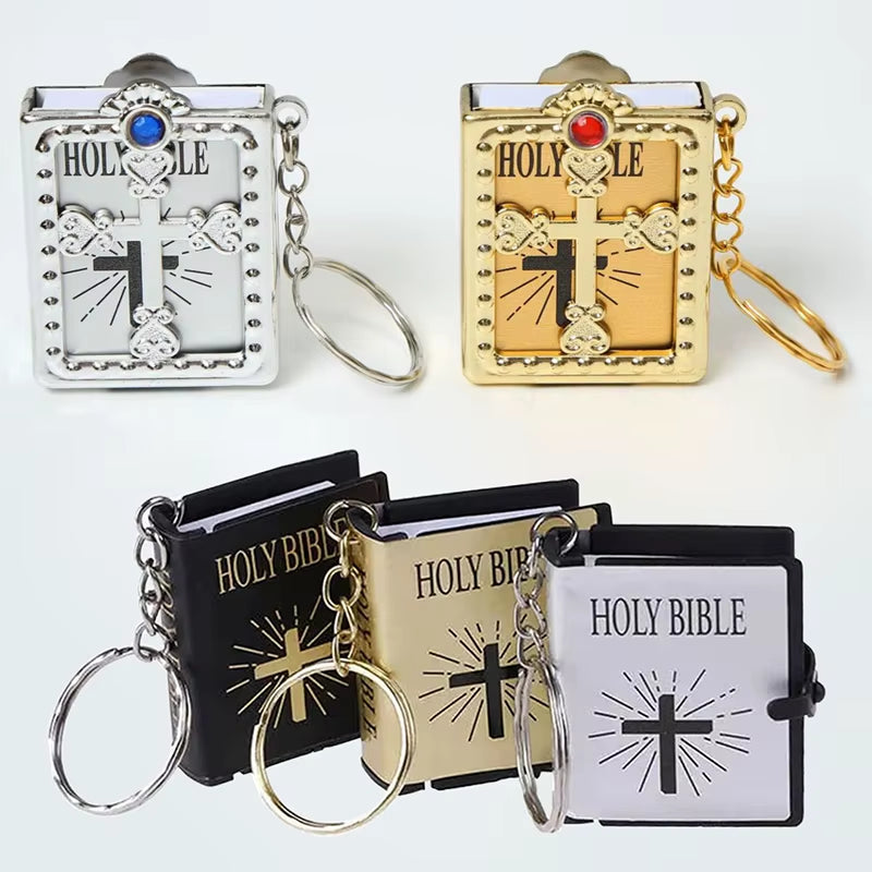 Holy Bible Mini Keychain Christian English Book Key Ring