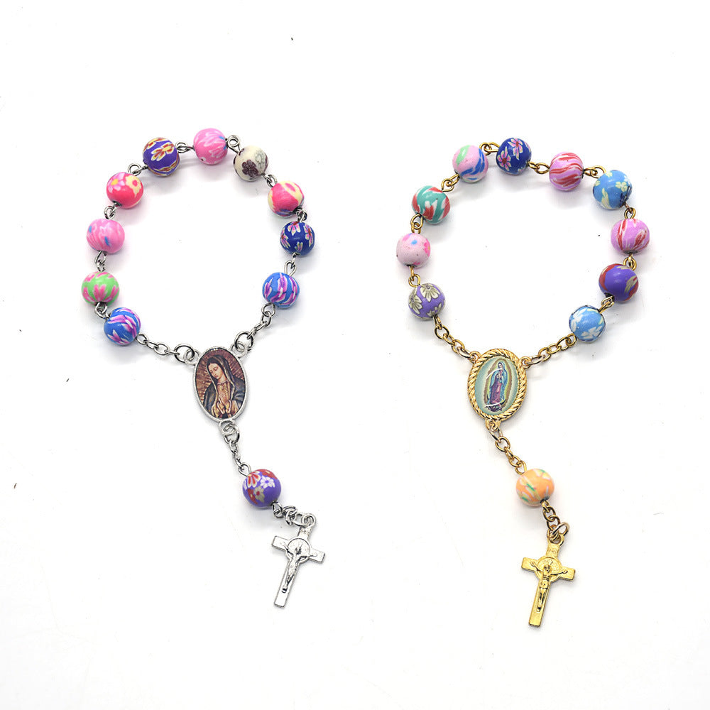 Colored Ceramic Beads Rosary Bracelet