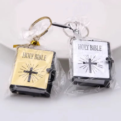 Holy Bible Mini Keychain Christian English Book Key Ring