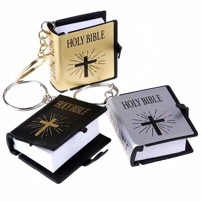 Holy Bible Mini Keychain Christian English Book Key Ring