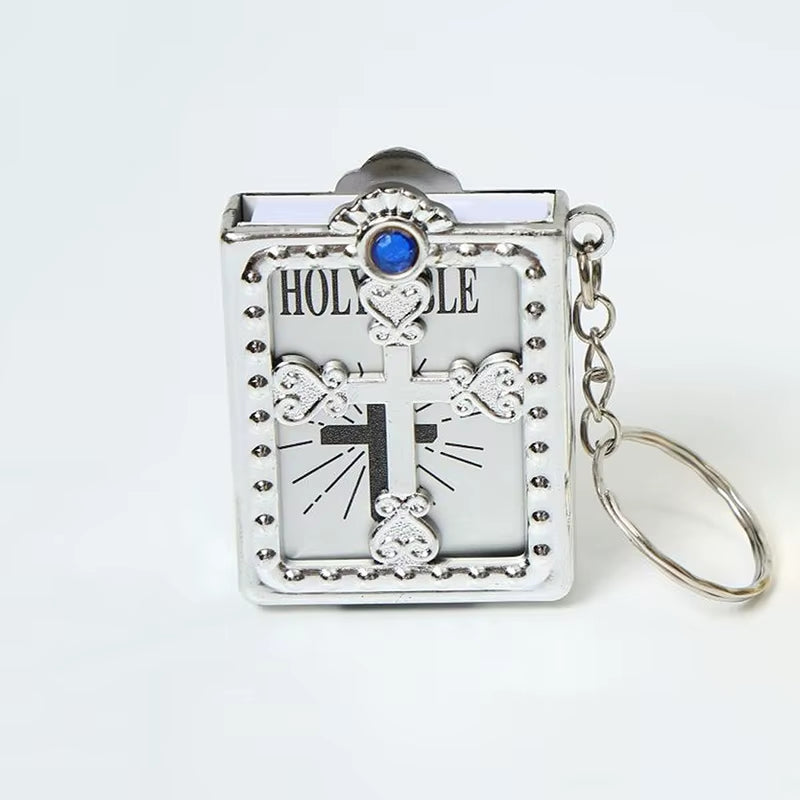 Holy Bible Mini Keychain Christian English Book Key Ring