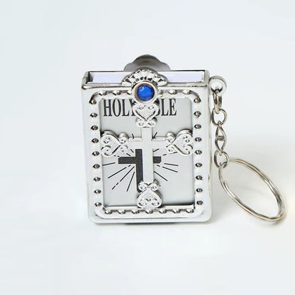 Holy Bible Mini Keychain Christian English Book Key Ring