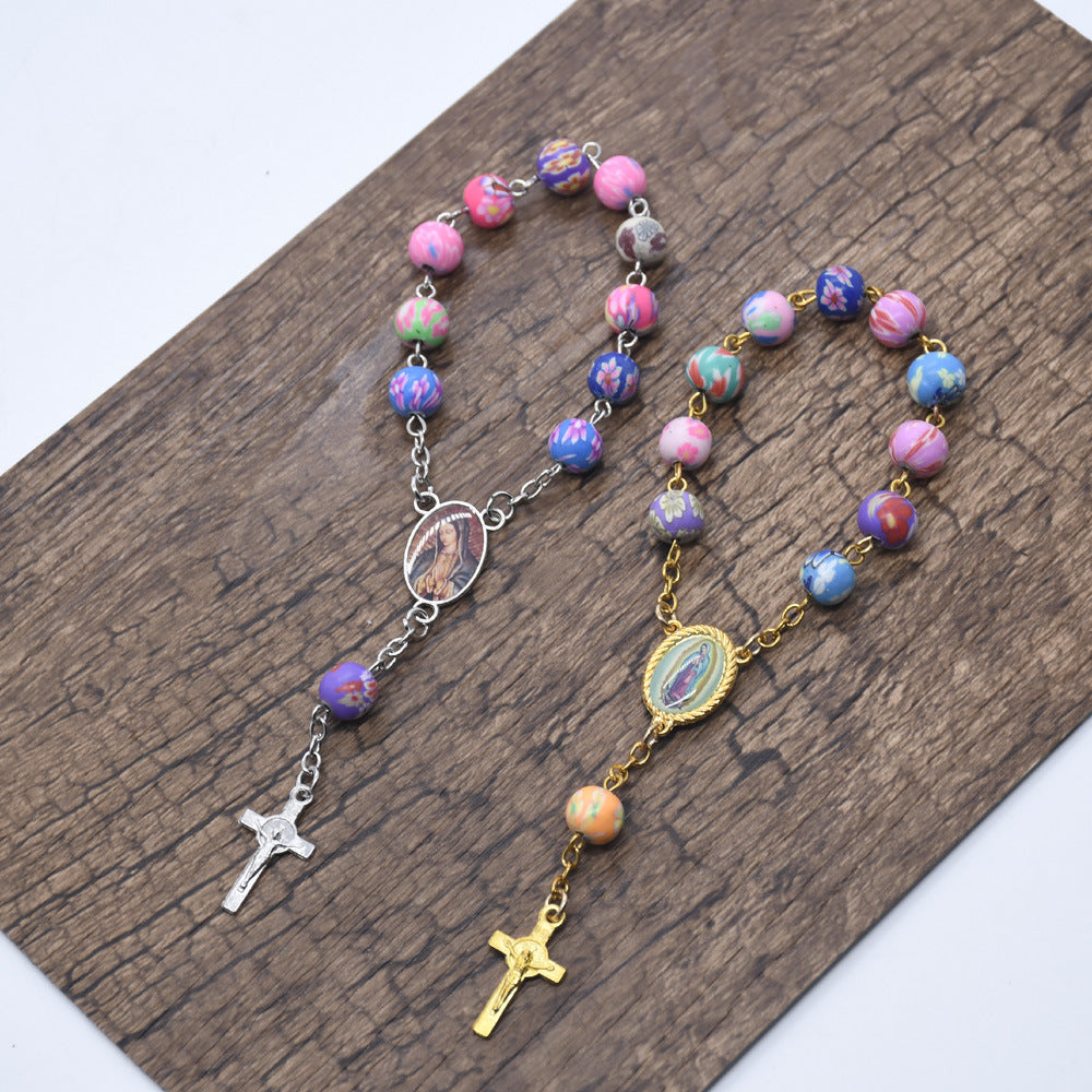 Colored Ceramic Beads Rosary Bracelet