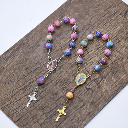 Colored Ceramic Beads Rosary Bracelet